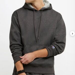 Champion Men Classic C Logo Powerblend Hoodie Hooded Sweatshirt Gray Size M NWT